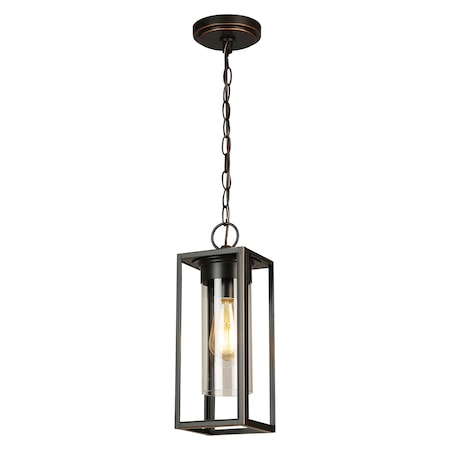 One Light Outdoor Pendant W/ Oil Rubbed Bronze Finish & Clear Glass